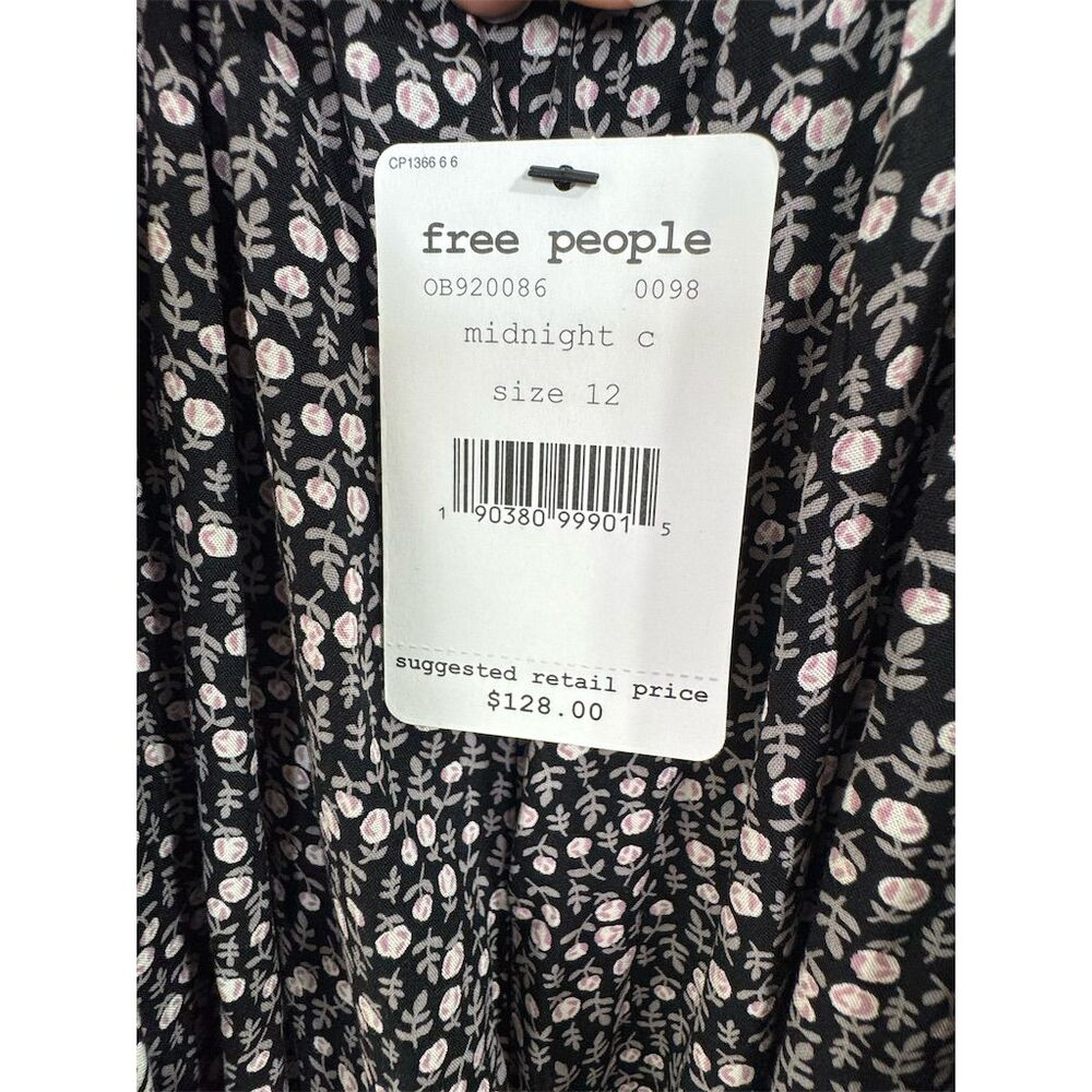 Free People Yesica Floral Ruffle-Trim Maxi Dress Black Size 12 - Picture 9 of 10